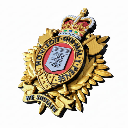 Royal Logistics Corps 3D Printed Cap Badge Queen's Crown Officers Variant - Precision Military Emblems