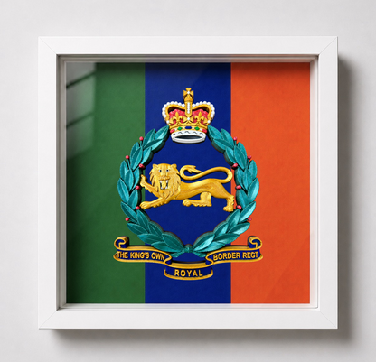 KingK's Own Royal Border Regiment Stable Belt Colours Display Frame - Precision Military Emblems 