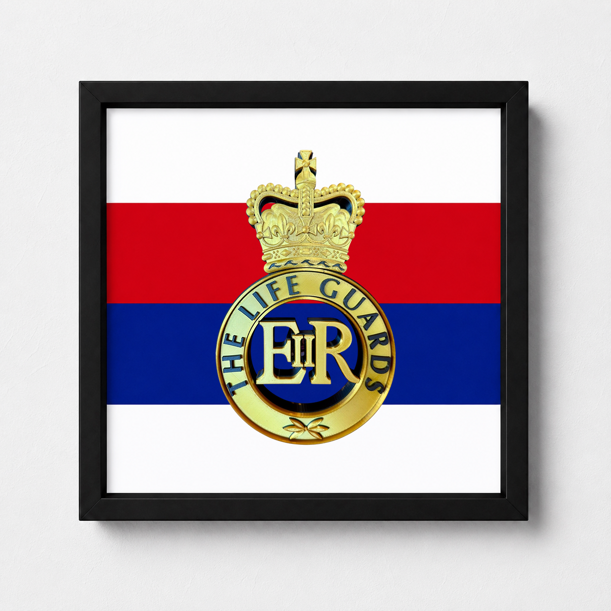 Life Guards 3D Printed Cap Badge Display Frame True Regiment Coloured Flash  – Queen's Crown - Precisiom Military Embems 