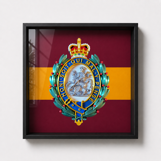 Royal Regiment of Fusiliers Cap Badge Display Frame Queen's Crown - Precision Military Emblems 