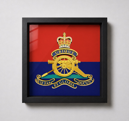 Royal Regiment of Artillery Queen's Crown Cap Badge Display Frame - Precision Military Emblems 