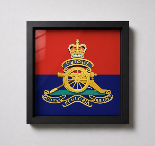 Royal Regiment of Artillery Queen's Crown Cap Badge Display Frame - Precision Military Emblems 
