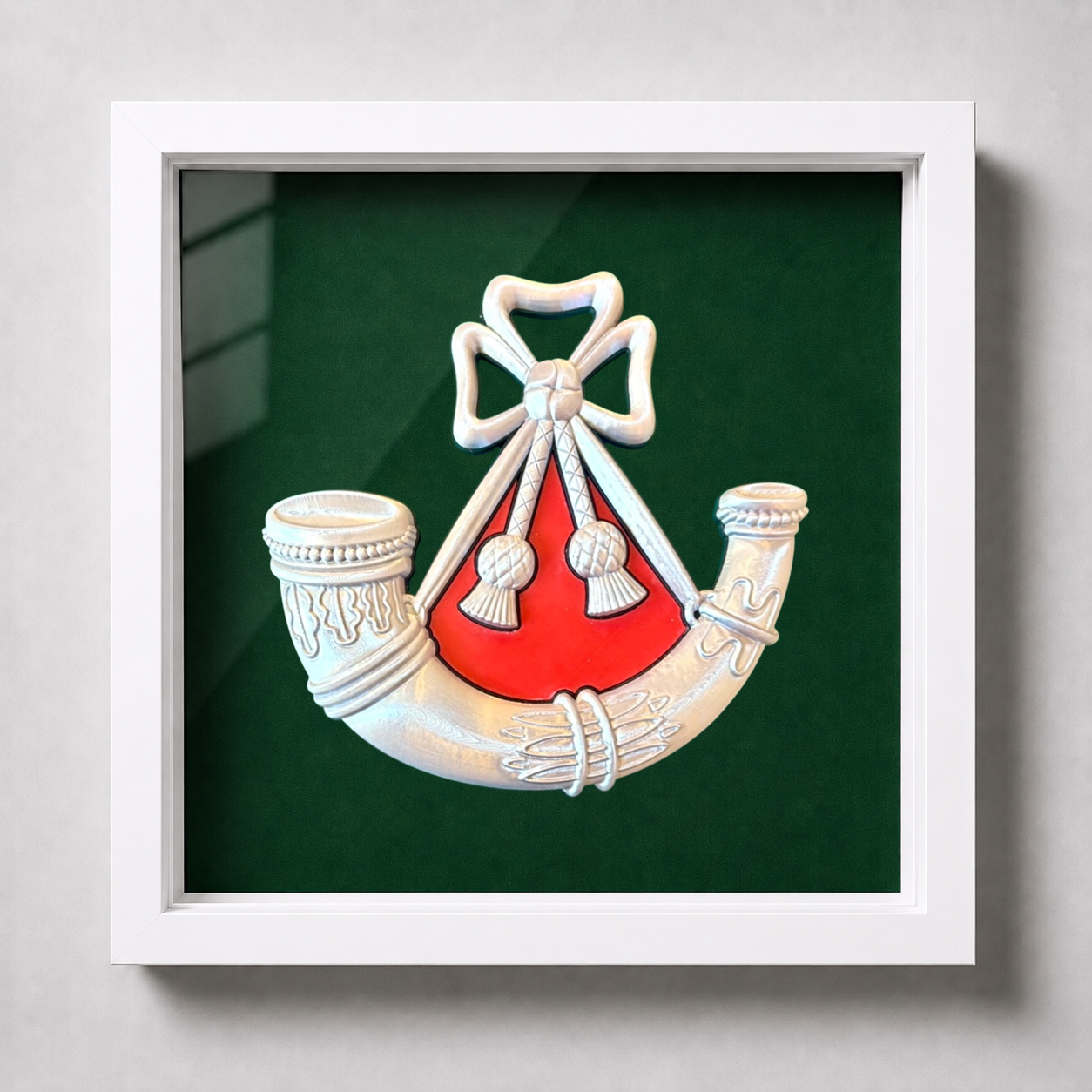 Light Infantry Cap Badge Display Frame – Red Centre - Precision Military Emblems 