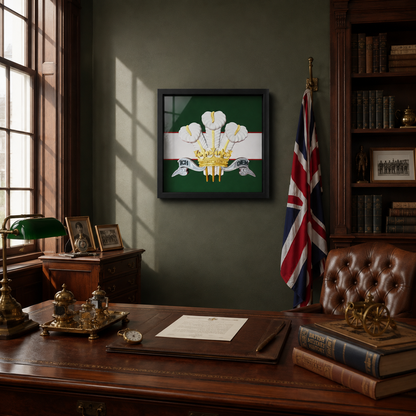 The Royal Regiment of Wales Silver, Gold & White Cap Badge Display Frame - Precision Military Emblens 