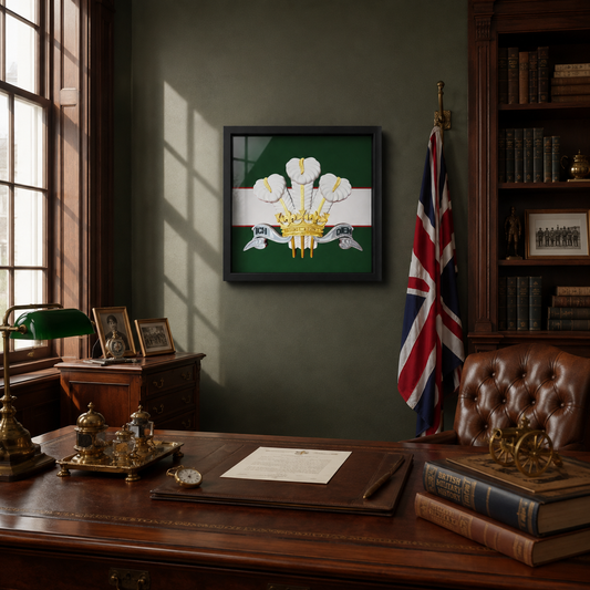The Royal Regiment of Wales Silver, Gold & White Cap Badge Display Frame - Precision Military Emblens 