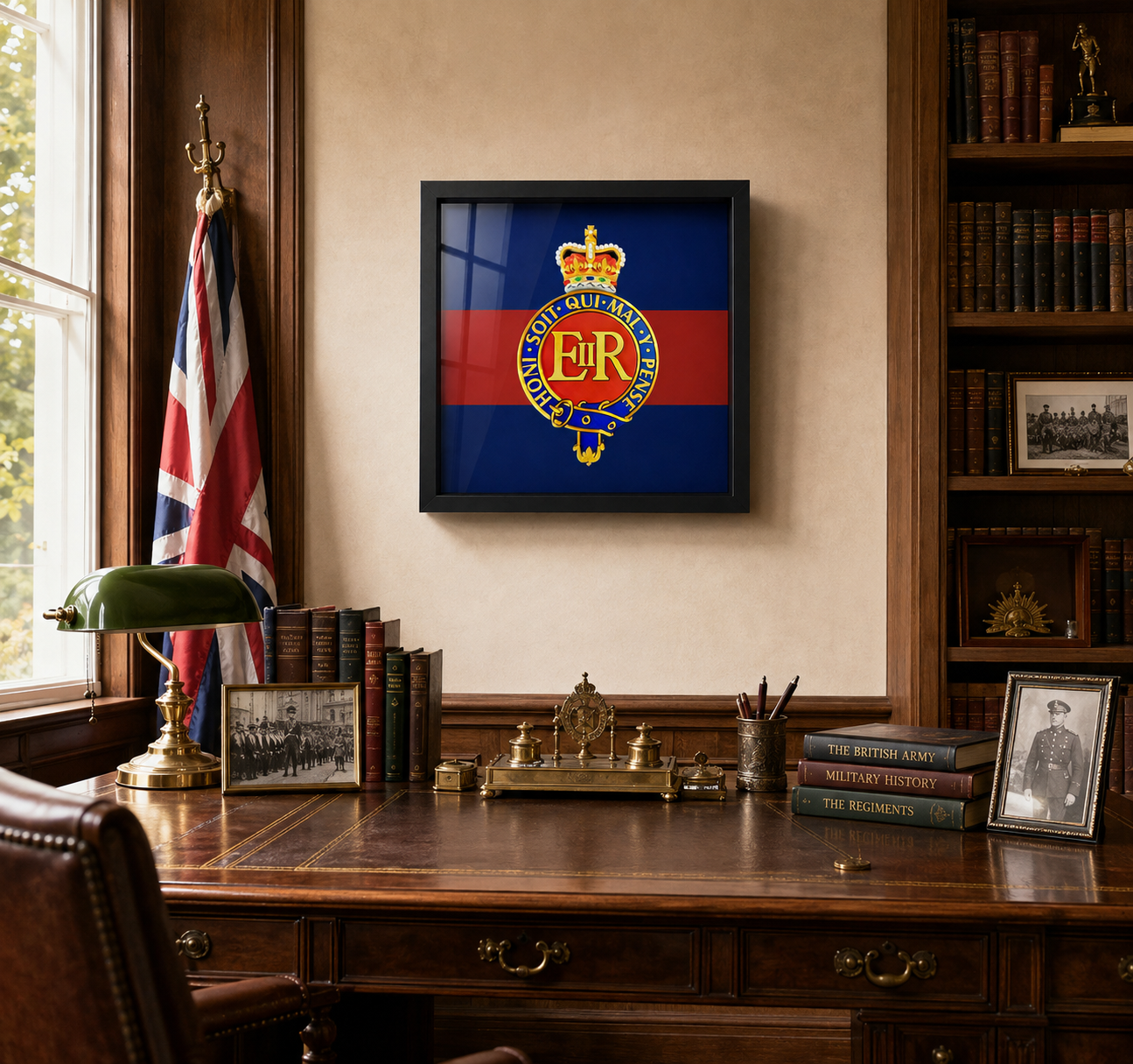 Household Cavalry Queen's Crown Display Frame - Precision Militay Emblm 