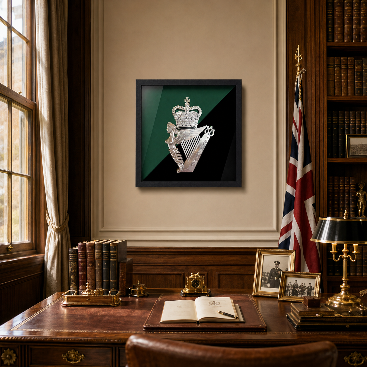 Royal Irish Regiment Queen's Crown Cap Badge Display Frame - Precision Military Emblems 