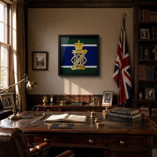 13th/18th Royal Hussars Cap Badge Display Frame - Precision Military Emblems 