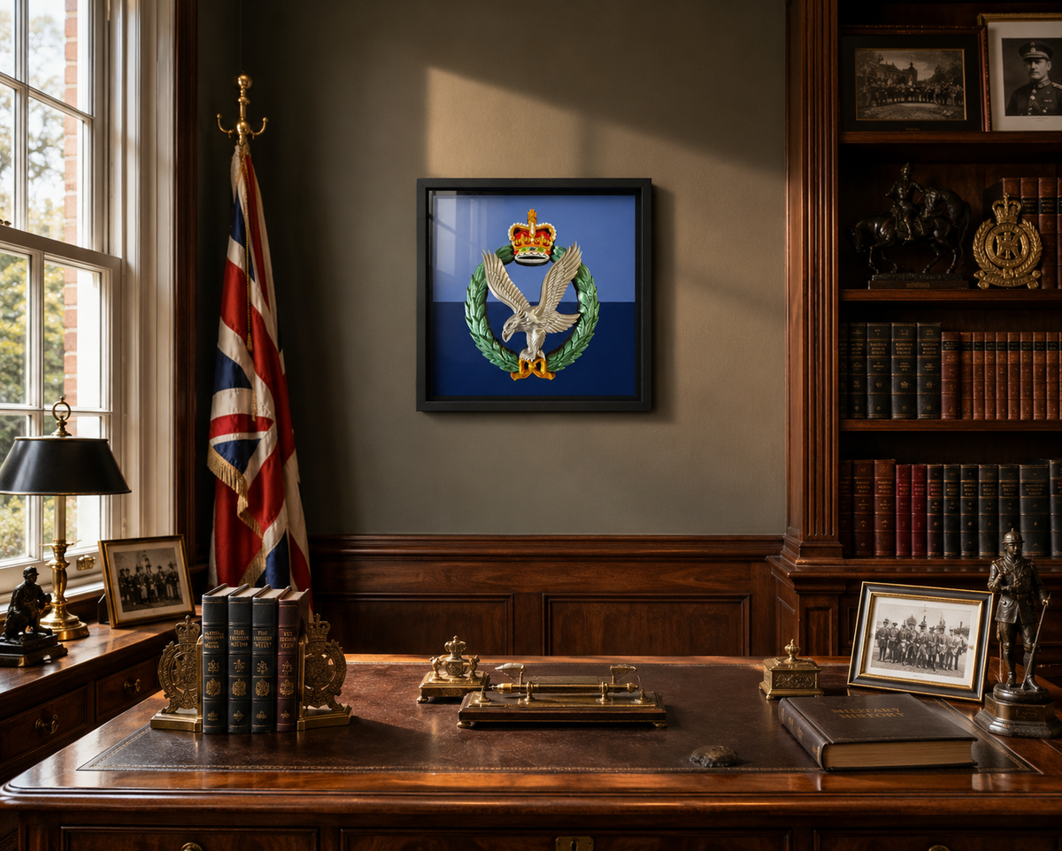 Army Air Corps Cap Badge Display Frame – Military Colours Queen's Crown - Precision Military Emblems 