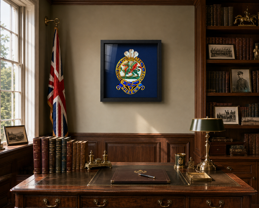 Queen's Regiment Cap Badge Display Frame - Precision Military Emblems 