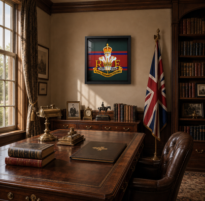 Royal Monmouthshire Royal Engineers Cap Badge Display Frame King's Crown - Precision Military Emblems 