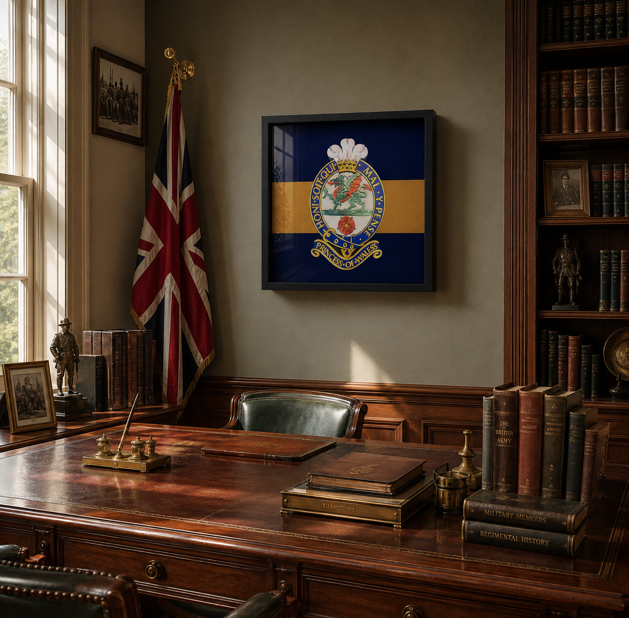 Princess of Wales's Royal Regiment Full Colour Cap Badge Display Frame - Precision Military Emblems 