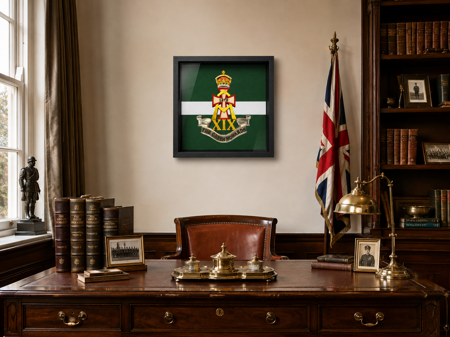 The Green Howards Cap Badge Display Frame | Full Colour - Precision Military Emblems 