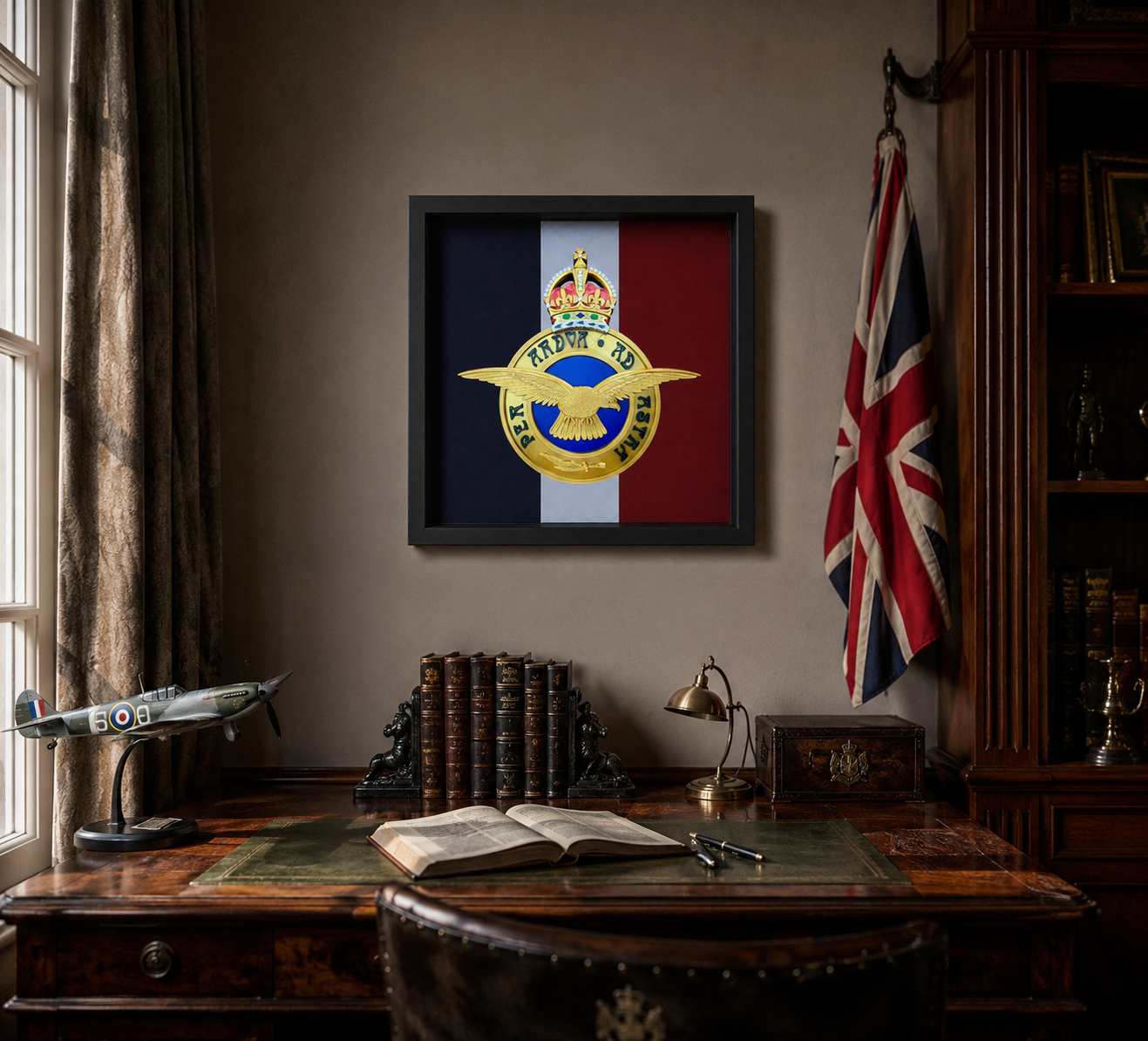 Royal Air Force King's Crown Emblem Display Frame - Precision Military Emblems 