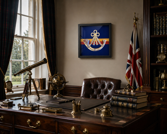 Oxfordshire and Buckinghamshire Light Infantry Cap Badge Display Frame - Precision Military Emblems 