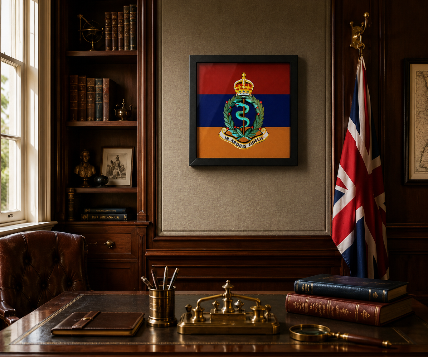 Royal Army Medical Corps King's Crown Cap Badge Display Frame
