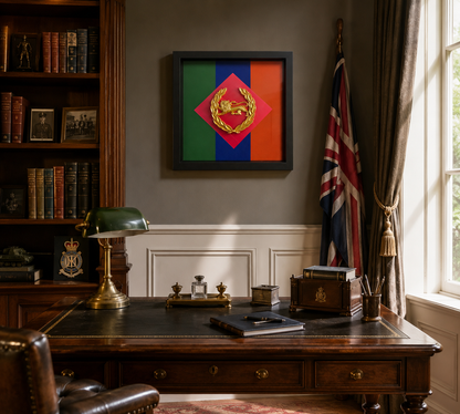 King's Own Royal Border Regiment Beret Badge & Stable Belt Display Frame