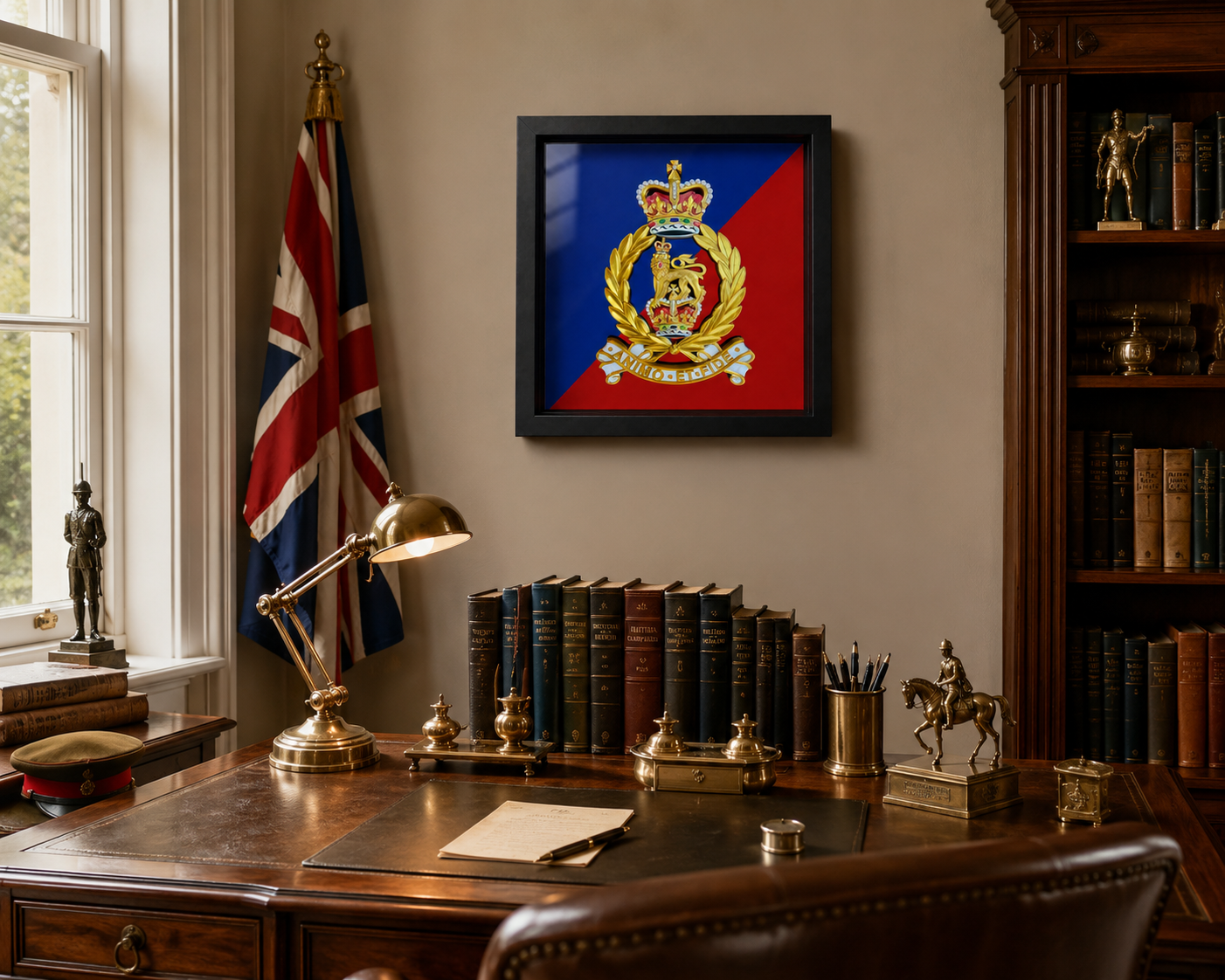 Adjutant General's Corps Queen's Crown Cap Badge Display Frame - Precision Militar Emblems 