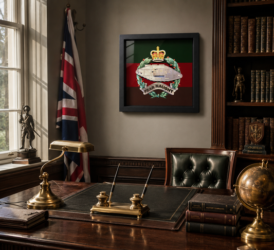 Royal Tank Regiment Queen's Crown Cap Badge Display Frame - Precision Military Emblems 