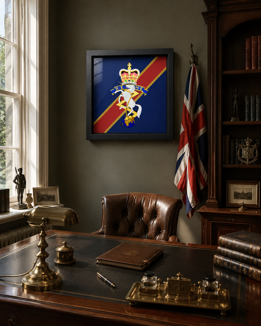 Royal Electrical and Mechanical Engineers Queen's Crown Cap Badge Display Frame - Precision Military Emblems 