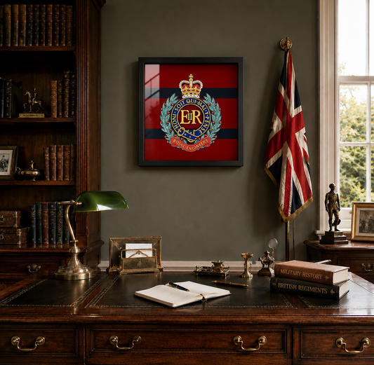 Royal Engineers Queen's Crown Cap Badge Display Frame - Precision Military Emblems 