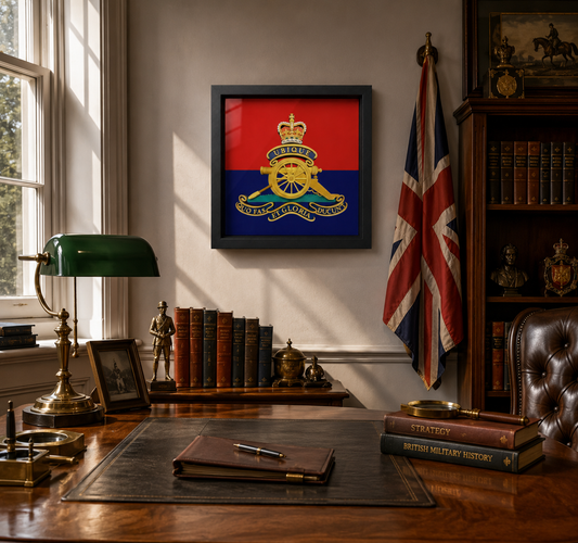 Royal Regiment of Artillery Queen's Crown Cap Badge Display Frame - Precision Military Emblems 