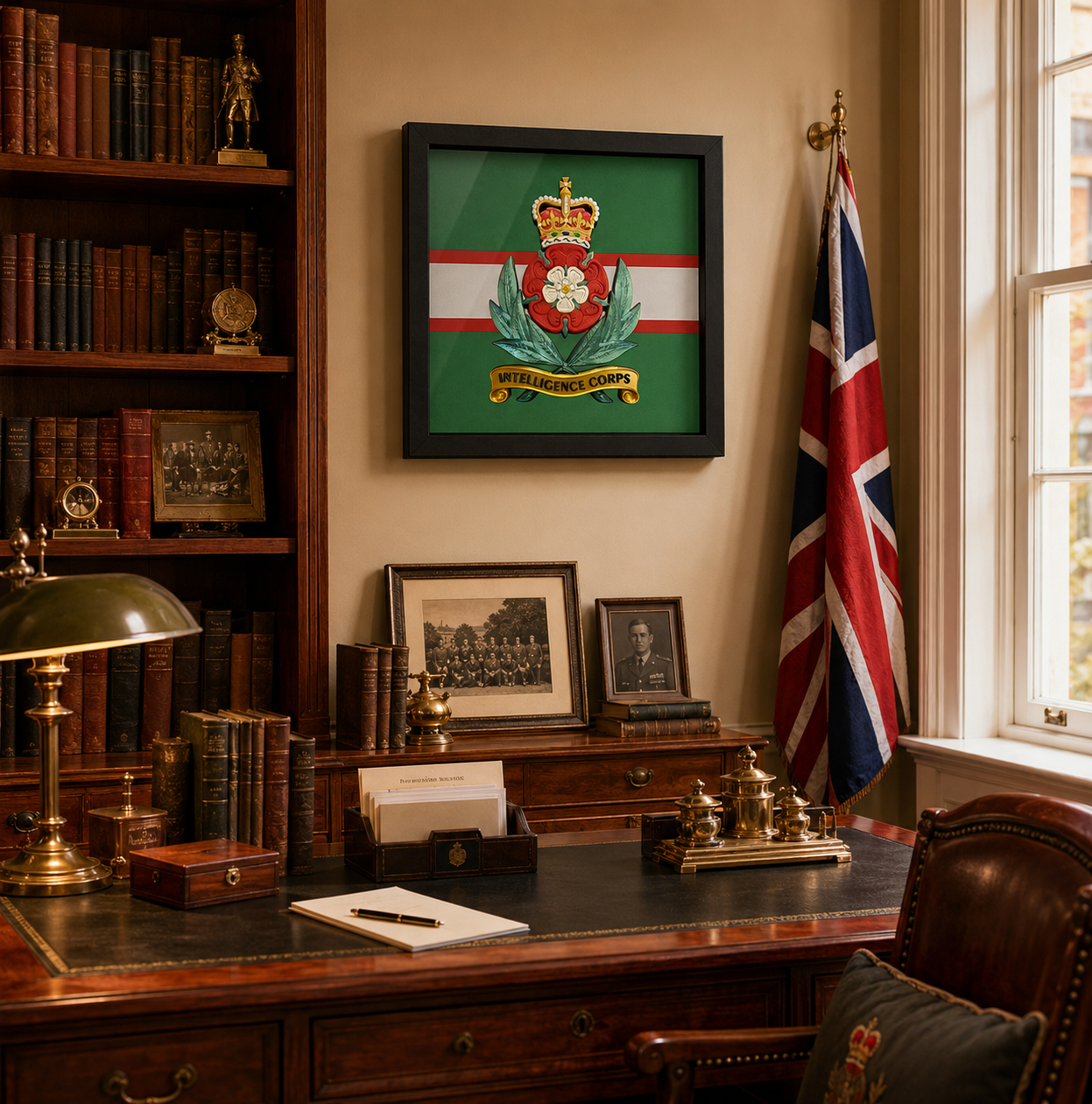 Intelligence Corps Queen's Crown Cap Badge Display Frame