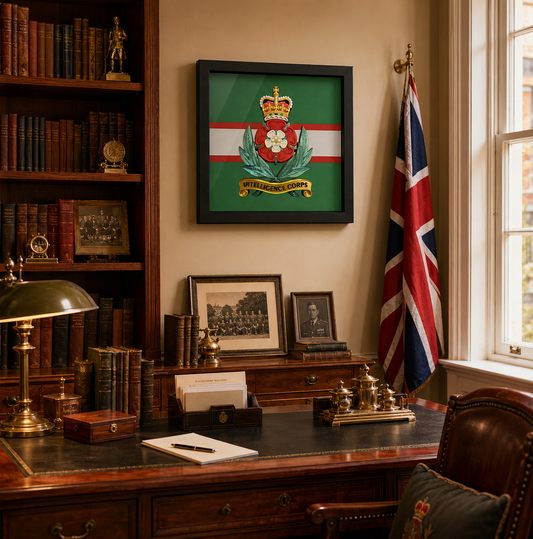 Intelligence Corps Queen's Crown Cap Badge Display Frame
