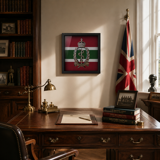 Royal Army Medical Service Brass Coloured Hand Painted Display Frame - Precision Mlitary Emblems 