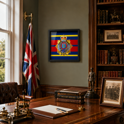 Royal Logistic Corps Queen's Crown Cap Badge Display Frame - Precision Military Emblems 