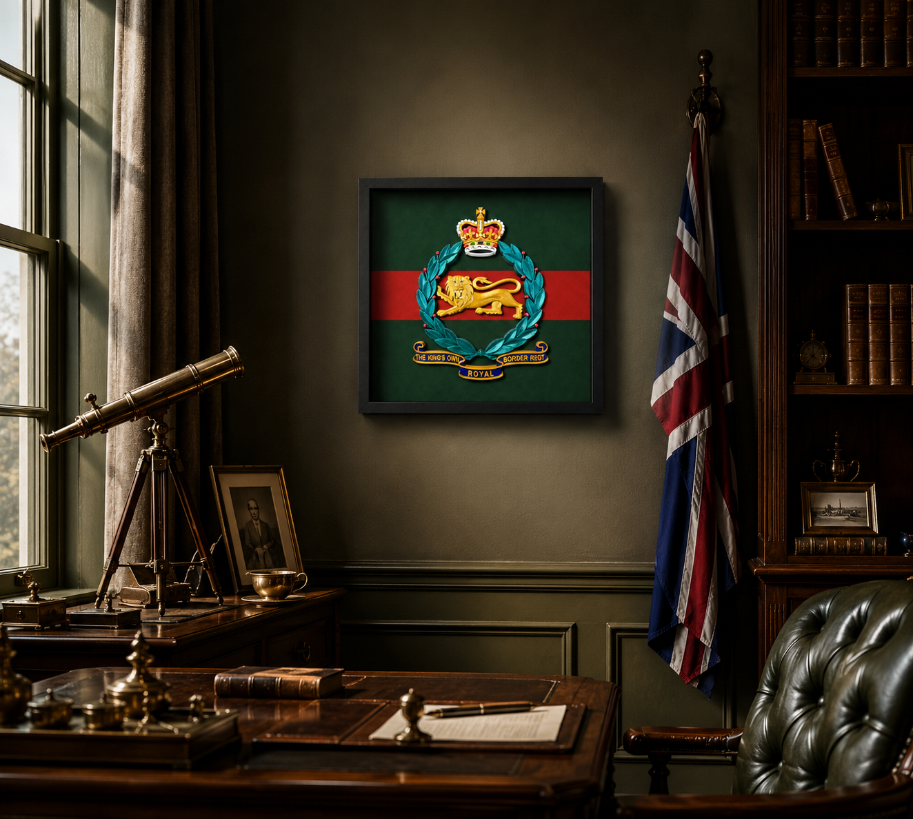 King's Own Royal Border Regiment Full Colour Cap Badge Regimental Colours Display Frame - ,Precision Military Emblems 