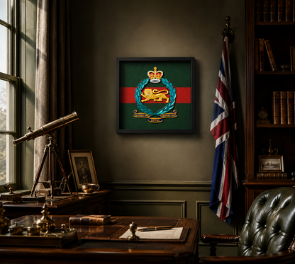 King's Own Royal Border Regiment Full Colour Cap Badge Regimental Colours Display Frame - ,Precision Military Emblems 