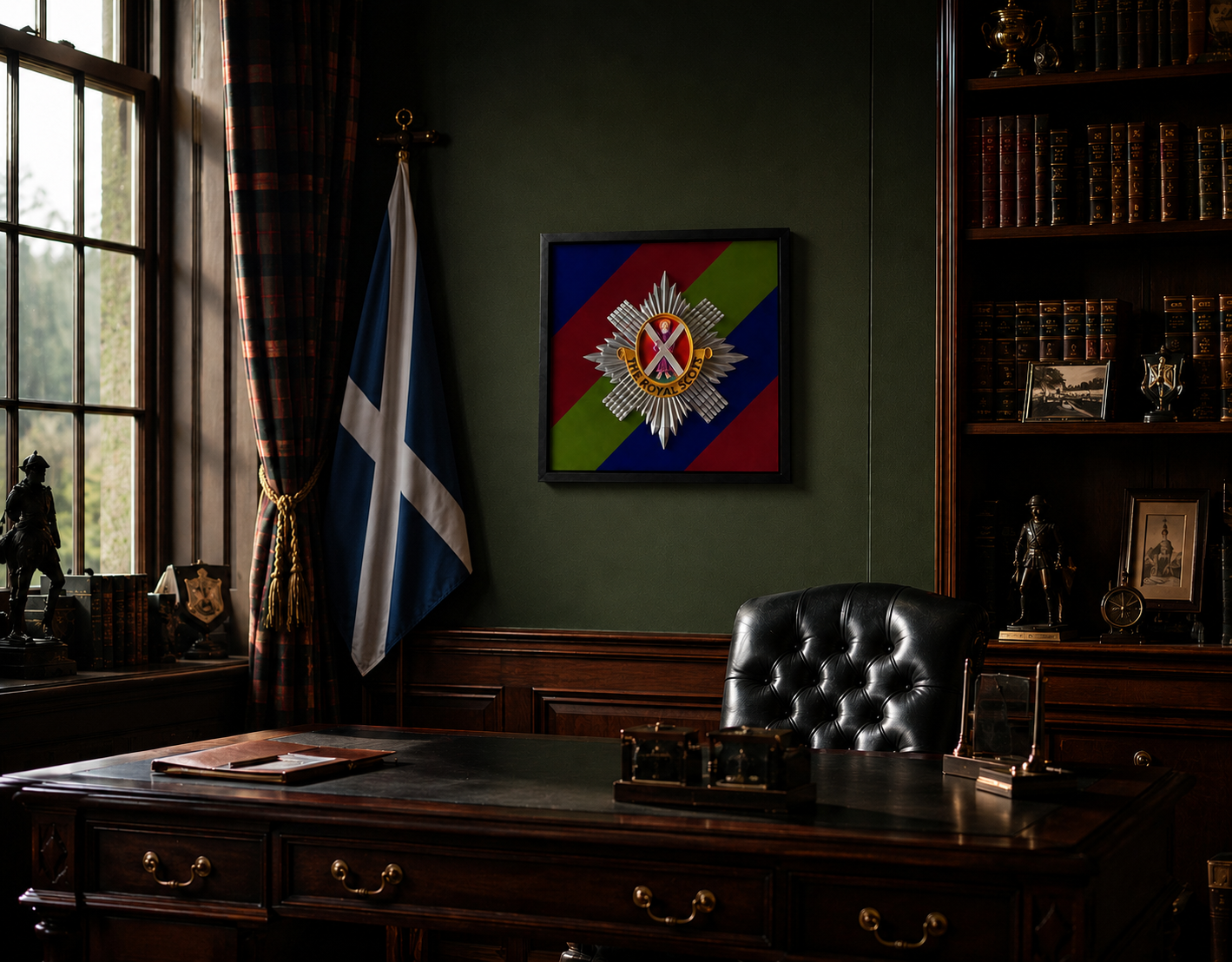 The Royal Scots (The Royal Regiment) Cap Badge Display Frame - Precision Military Emblems 