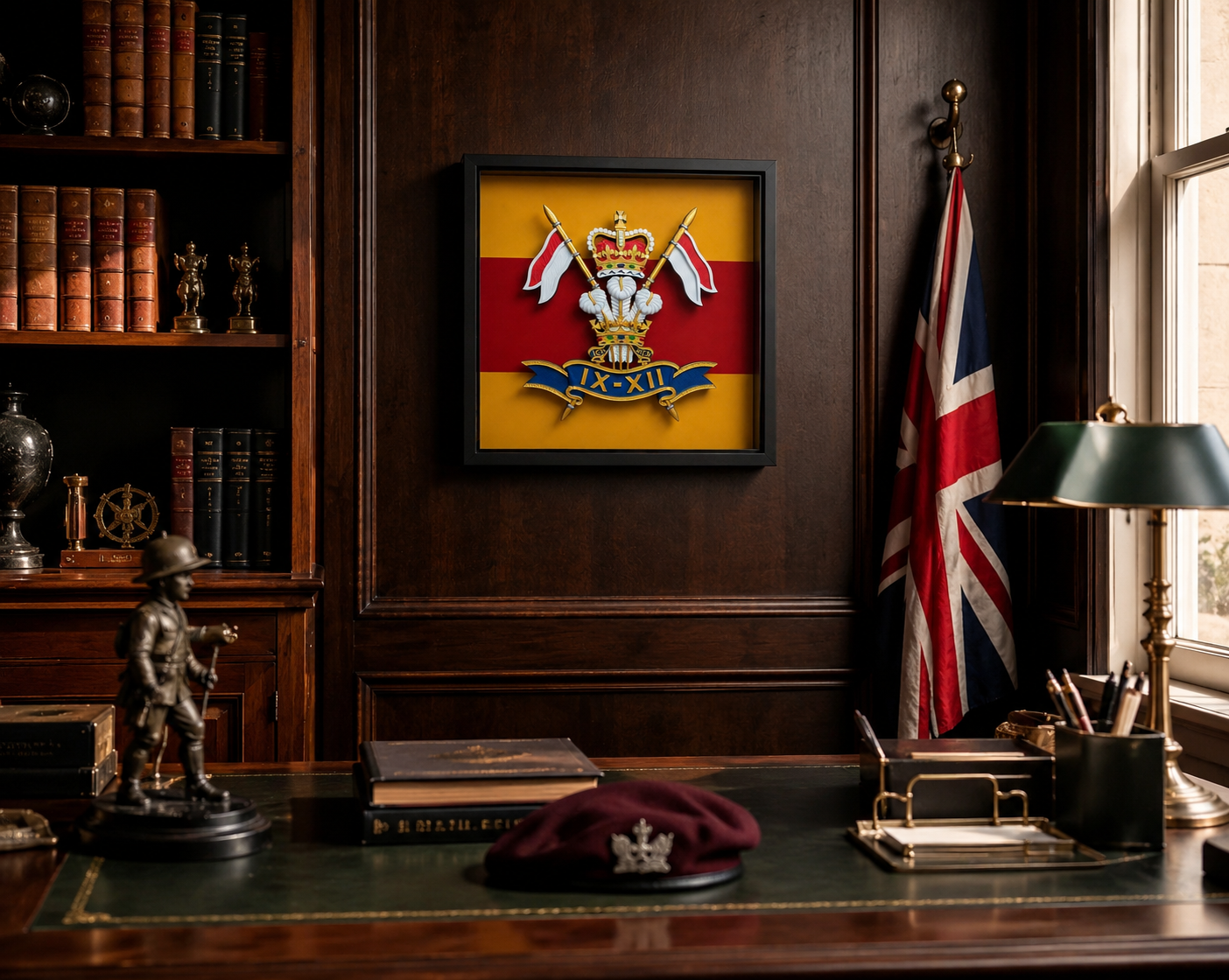 9th/12th Royal Lancers Cap Badge (Prince of Wales) Display Frame - Precision Military Emblems 