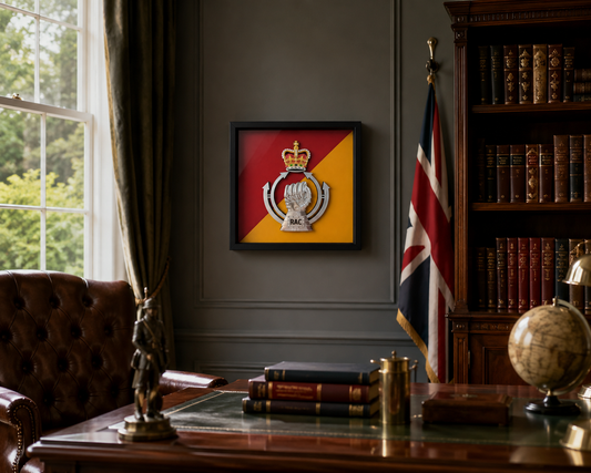 Royal Armoured Corps Cap Badge Display Frame | Queen's Crown - Precision Military Emblems 