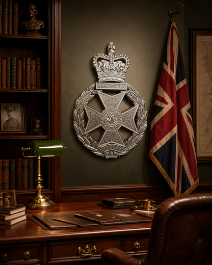 Royal Green Jackets 3D Printed Cap Badge Silver XL - Precision Military Emblems