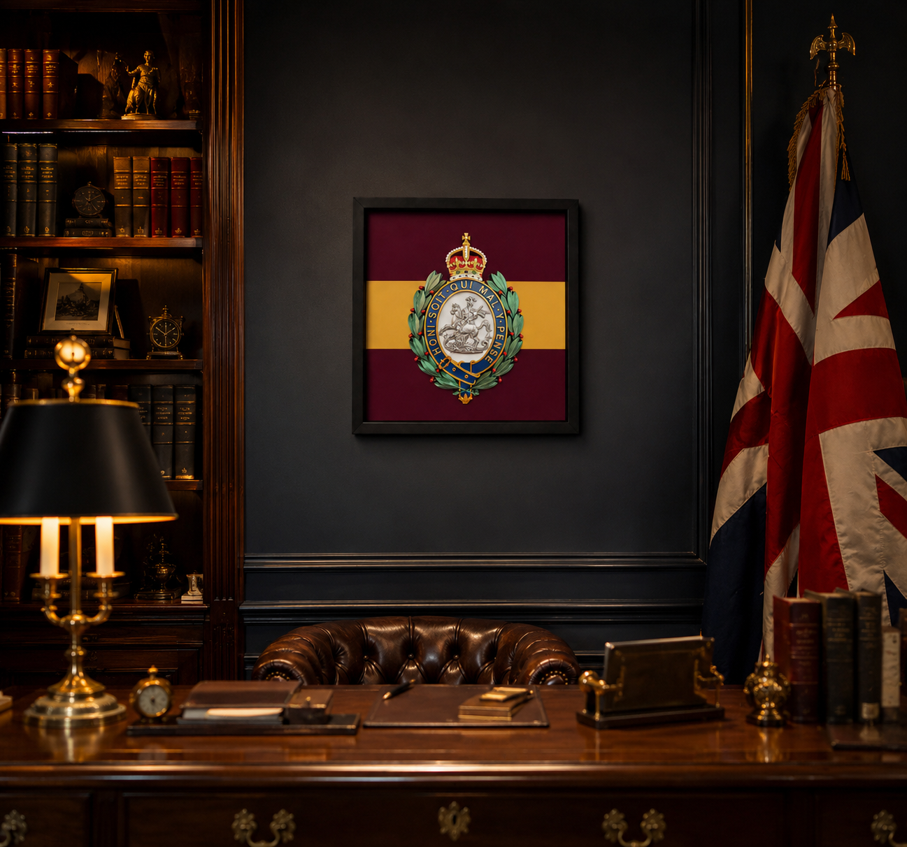 3D Printed Royal Regiment of Fusiliers Cap Badge Display Frame - King's Crown - Precision Military Emblems 