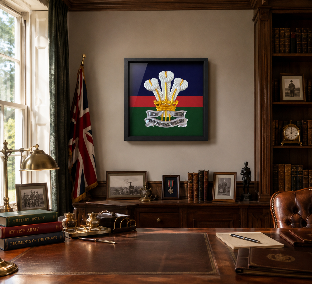 The Royal Welsh Silver, Gold & White Cap Badge Display Frame - Precision Military Emblems 