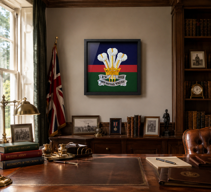 The Royal Welsh Silver, Gold & White Cap Badge Display Frame - Precision Military Emblems 