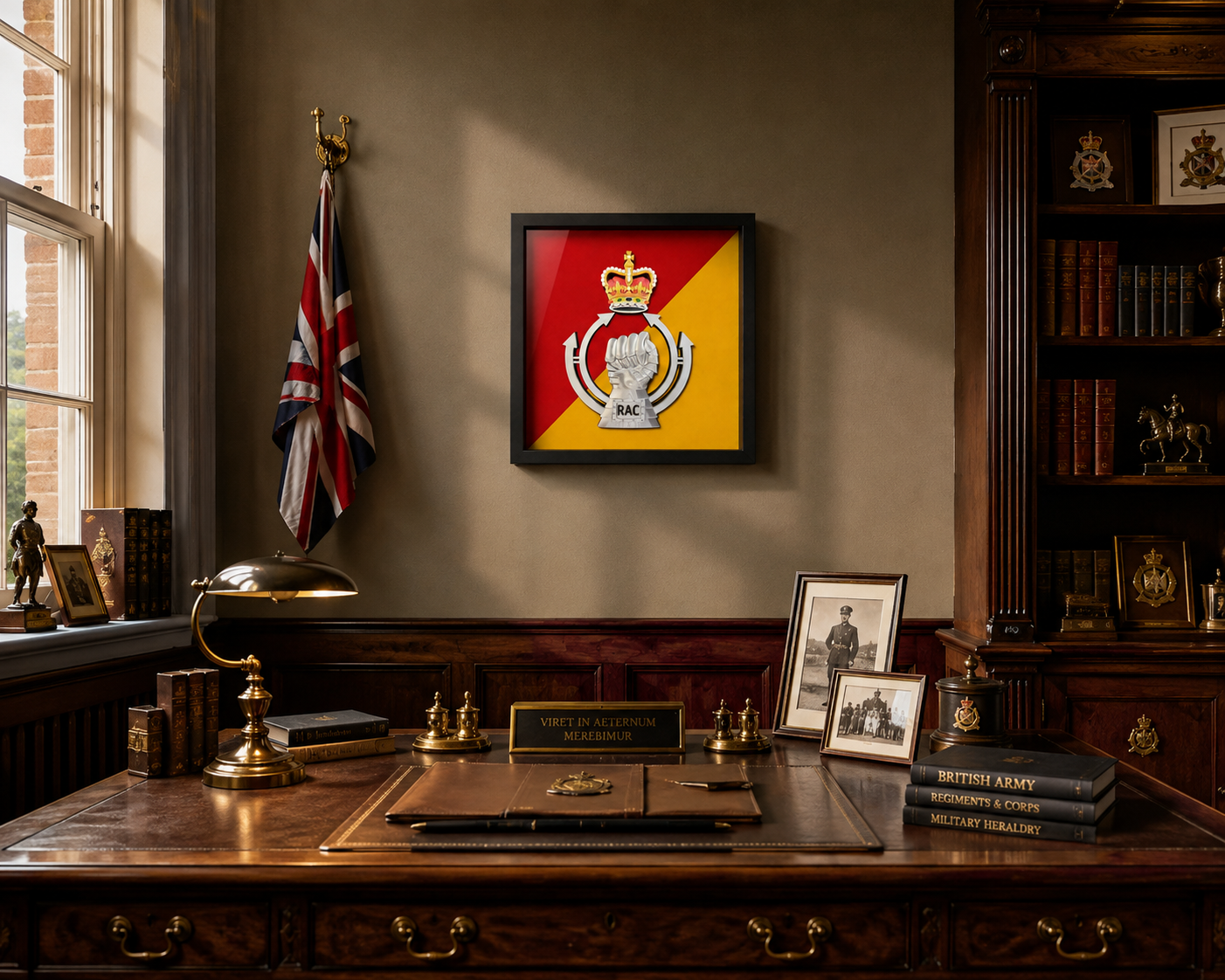 Royal Armoured Corps Cap Badge Display Frame Queen's Crown - Precision Military Emblems 