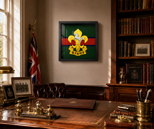 The King's Regiment Cap Badge Display Frame - Precision Military Emblems 