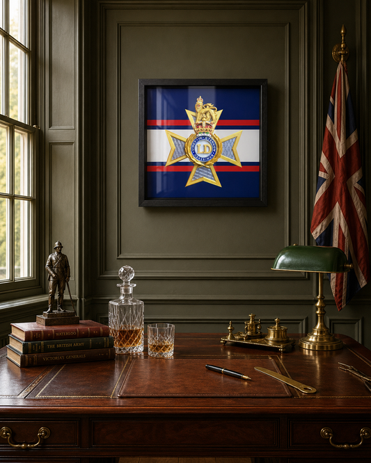 The Light Dragoons Cap Badge Display Frame King's Crown - Precision Military Emblems 