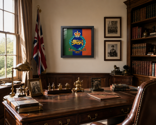 KingK's Own Royal Border Regiment Stable Belt Colours Display Frame - Precision Military Emblems 