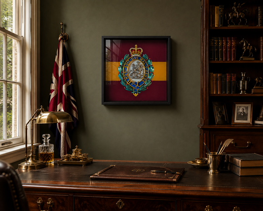Royal Regiment of Fusiliers Cap Badge Display Frame Queen's Crown - Precision Military Emblems 