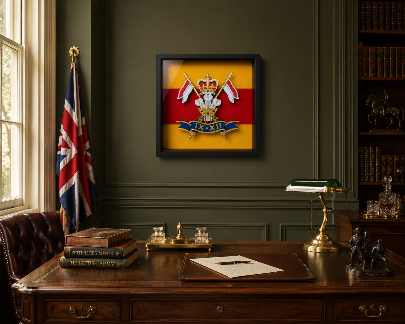 9th/12th Royal Lancers Cap Badge (Prince of Wales) Display Frame - Precision Military Emblems 