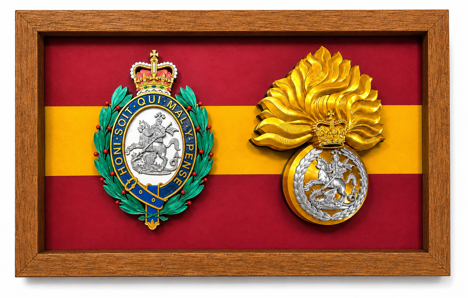 Double Military Cap Badge Heritage Display Frame - Precision Military Emblems 