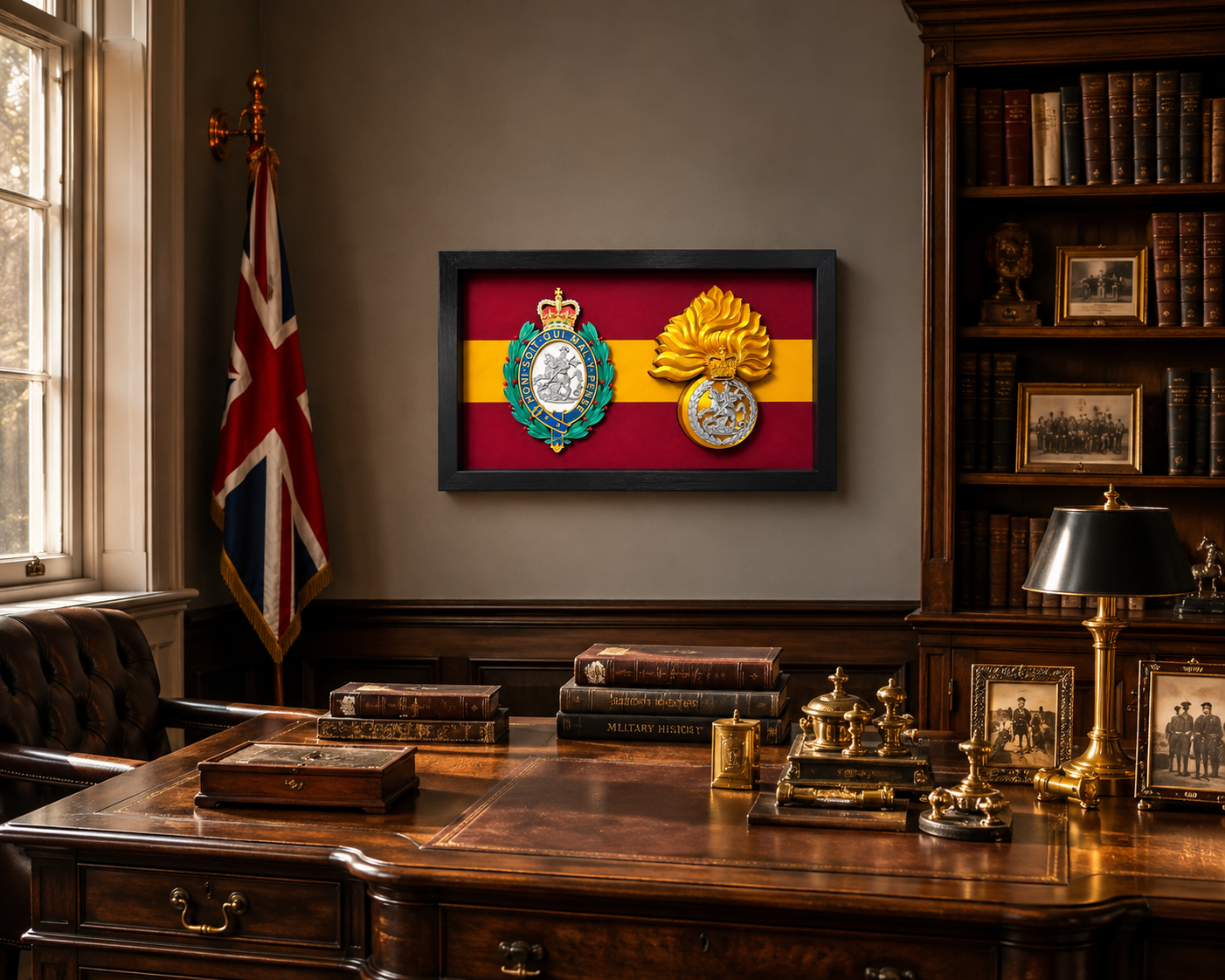 Double Military Cap Badge Heritage Display Frame - Precision Military Emblems 