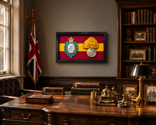 Double Military Cap Badge Heritage Display Frame - Precision Military Emblems 