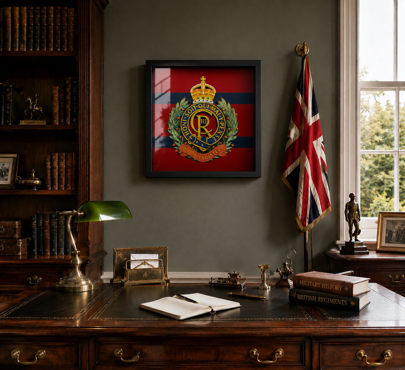Royal Engineers King's Crown Cap Badge Display Frame - Precision Military Emblems 