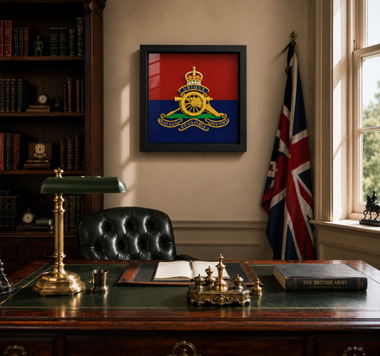 Royal Regiment of Artillery King's Crown Cap Badge Display Frame - Precision Military Emblems 
